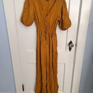 Wild Fable Mustard Button-Front Jumpsuit